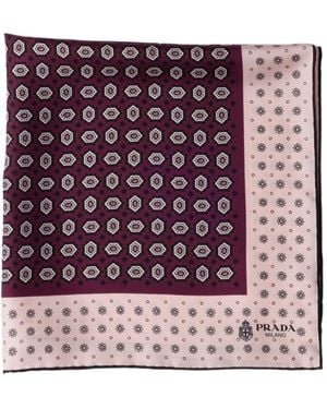 Prada Printed Silk Twill Scarf 55 - Purple