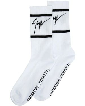 Giuseppe Zanotti Calcetines de punto de intarsia - Blanco