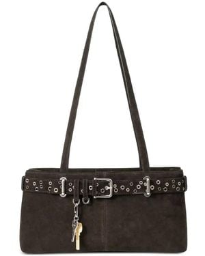 OSOI Bolso De Hombro Brocle Con Ojales Y Hebilla - Negro
