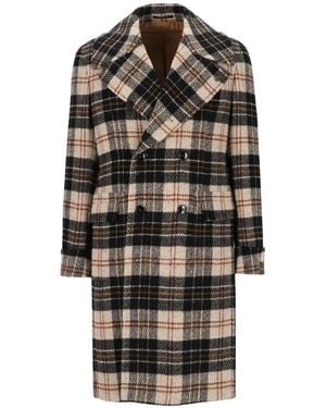 Gabriele Pasini Check Double-Breasted Coat - Natural