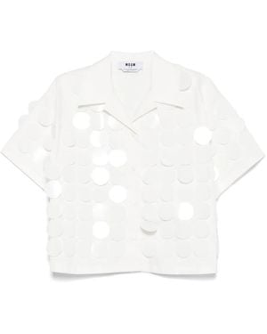 MSGM Camicia Con Paillettes - Bianco