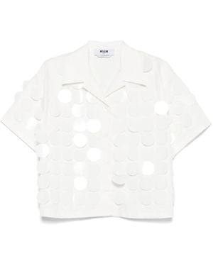 MSGM Hemd Mit Pailletten - Weiß