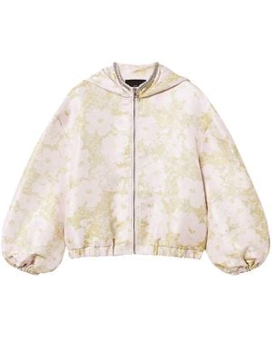 Twinset Embroidered Jacquard Bomber Jacket - Natural
