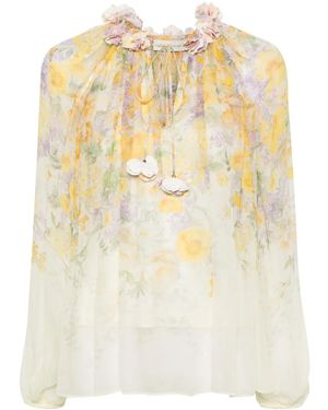 Zimmermann Blusa de viscosa que se ata - Amarillo