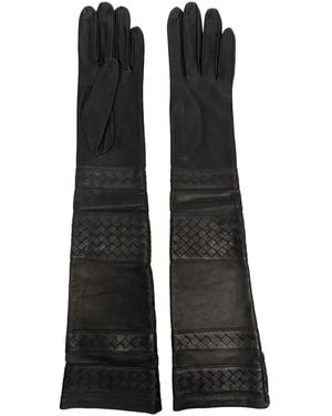 Manokhi Elbow-Length Panelled Leather Gloves - Black