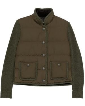 Moncler Quilted Panel-Detail Jumper - Green