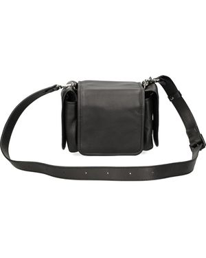 Vic Matié Logo-Lettering Leather Crossbody Bag - Black