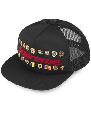 Supreme Pin-Embellished Five-Panel Cap Hat - Black