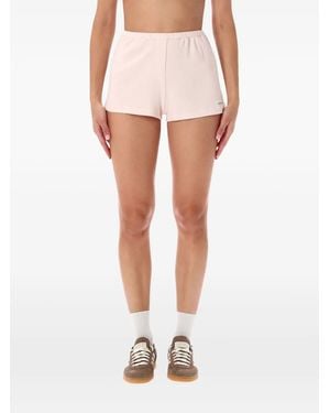 Sporty & Rich Ribbed Logo-Patch Shorts - White