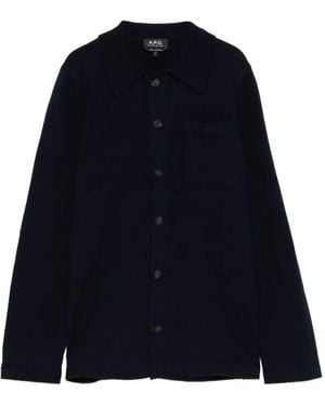 A.P.C. Buttoned Wool Jacket - Blue