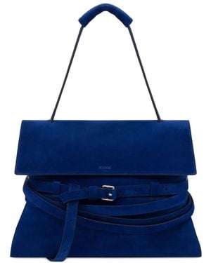 Moschino Belted Leather Shoulder Bag - Blue