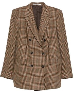 Tagliatore Blazer A Cuadros Con Doble Botonadura - Marrón