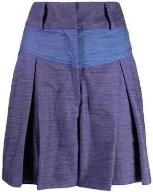Bambah Ocean Pleated Linen Shorts - Blue