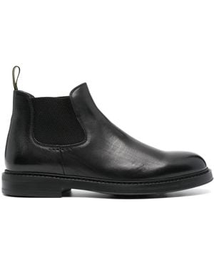 Doucal's Round-Toe Leather Boots - Black