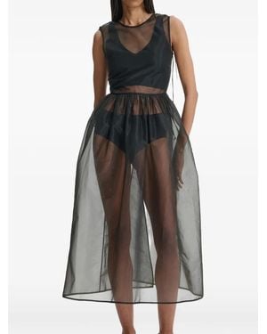 Cecilie Bahnsen Camillia See-Through Midi Dress - Black