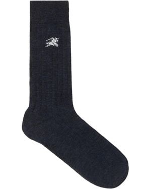 Burberry Embroidered-Logo Socks - Blue