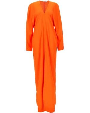 Ferragamo Long Dress With Kimono Sleeves - Orange