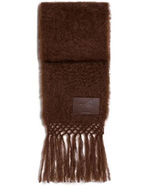 Jil Sander Logo-Patch Fringed Scarf - Brown