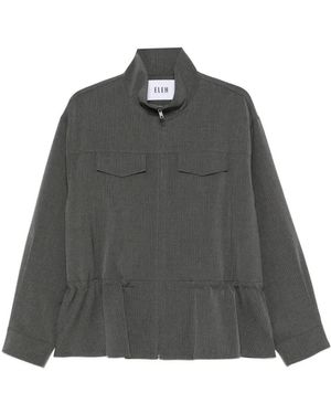 ELEH Pinstripe Drawstring-Waist Jacket - Black