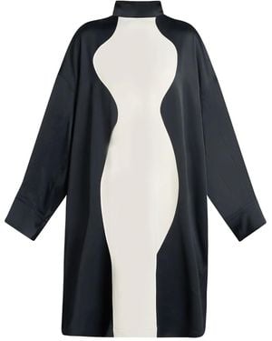 Ferragamo バイカラー サテンドレス - ブルー