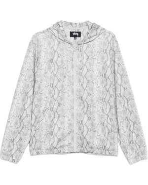 Stussy Snake-Print Zip-Up Hoodie - White