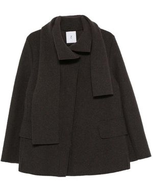 Whyci Scarf-Detail Flap-Pocket Coat - Black