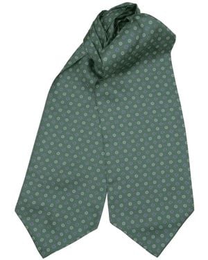 Elizabetta Nino Dot-Print Silk Ascot Tie - Green