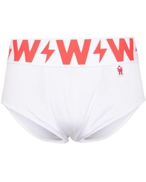 Walter Van Beirendonck Logo-Waistband Jersey Briefs - White