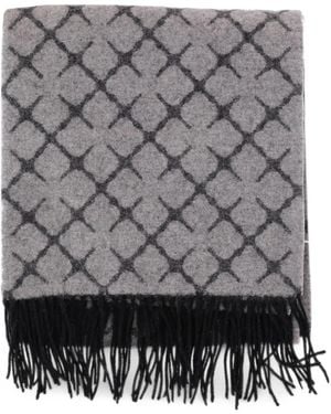 By Malene Birger Ortega Geometric Fringe-Trim Scarf - Gray