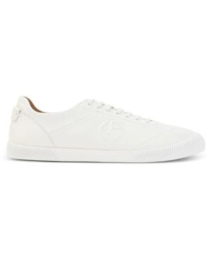 Giorgio Armani Baskets En Cuir À Logo Embossé - White