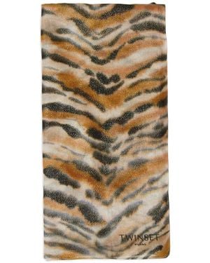 Twinset Leopard-Print Scarf - Grey