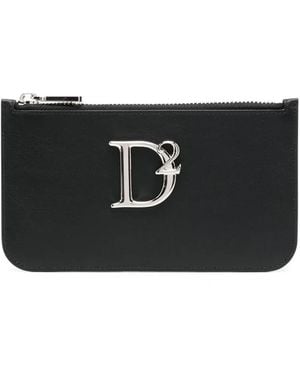 DSquared² Logo-Plaque Leather Purse - Black