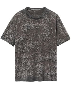 Alexander Wang Embossed-Logo Paint-Splatter T-Shirt - Gray