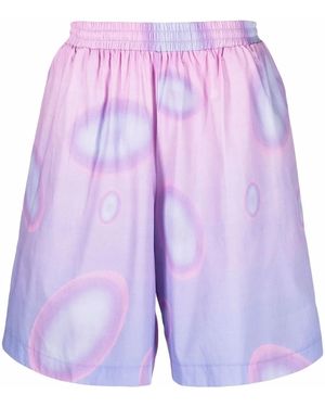 Bonsai Circle-Print Gradient Shorts - Purple