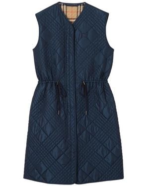 Burberry Micro Check-Stitch Nylon Blend Gilet - Blue