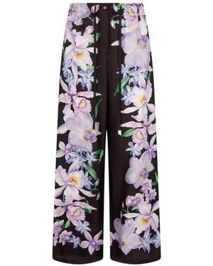 The Attico Floral-Print Silk Pants - White