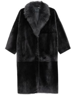 Liska Manteau À Col En Peau Lainée - Noir