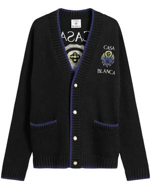CASABLANCA Flaming Tennis Ball Cardigan - Black