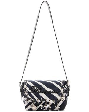 Blumarine Mini Striped Shoulder Bag - White