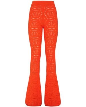 Philipp Plein Pantalon Évasé À Motif Monogrammé - Red
