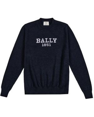 Bally Logo Merino Wool Jumper - Blue