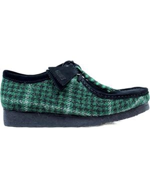 Clarks Wallabee Tweed-Check Boots - Green