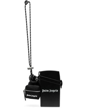 Palm Angels Logo-Print Taffeta Keychain - White