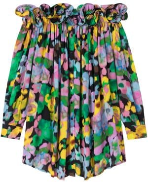 AZ FACTORY X Lutz Huelle Theodora Floral-Print Off-Shoulder Dress - Blue