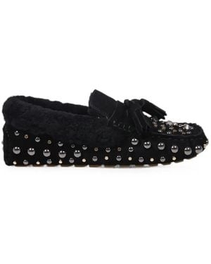 strategia shoes Stud-Embellished Tassel Loafers - Black