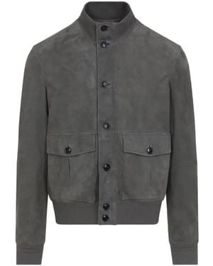 ZEGNA Buttoned Leather Jacket - Grey