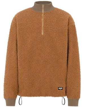 Moschino Jersey Texturizado Con Media Cremallera - Marrón
