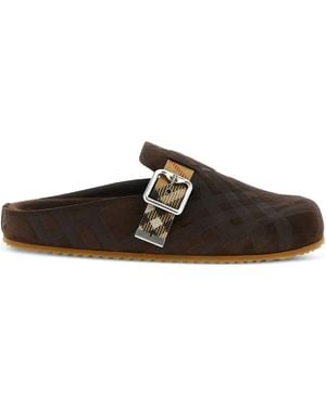 Burberry Urchin Check-Pattern Buckled Mules - Brown