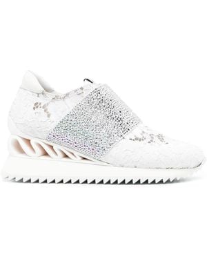 Le Silla Jackie Crystal-Embellished Trainers - White