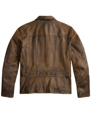 RRL Slim Fit Leather Moto Jacket in Black for Men | Lyst